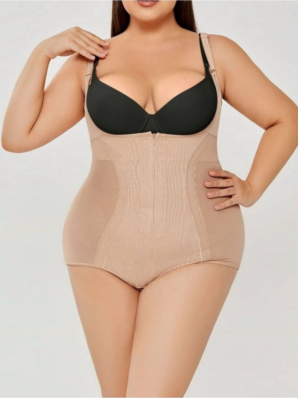 Scacto Plus Size Shapewear Bodysuit Open Bust Tummy Control Butt Lift